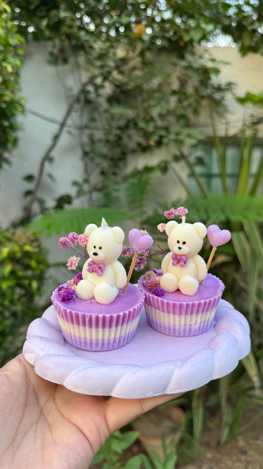Teddy Cupcake Candle