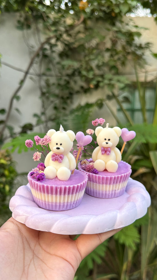 Teddy Cupcake Candle